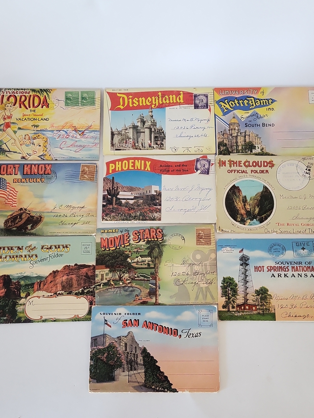 Vintage 1930s-1960s Souvenir Postcard Folders Lot of 10 - Travel Ephemera